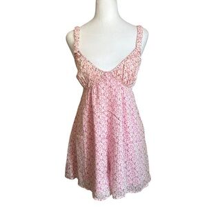 Sky To Moon Floral Pink Lavender Elastic Shoulder Strap Romper Size L